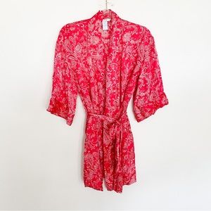 August Silk , 100% Silk Floral Robe